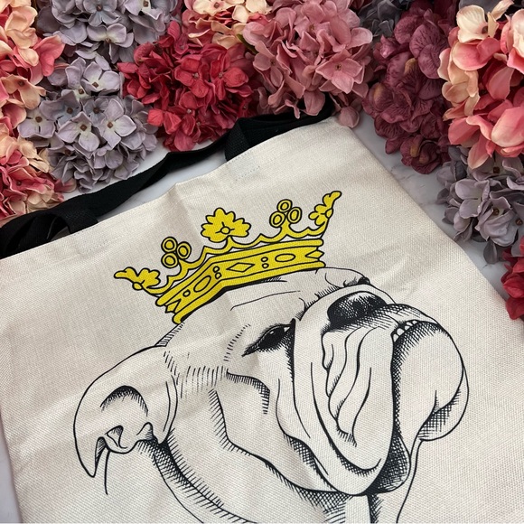 Eco-Friendly Crowned King English Bulldog Folding Tote Bag - Picture 5 of 13